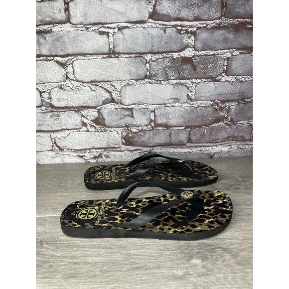 Tory Burch Animal Leopard Cheetah Print Black FlipFlops Sandals Women 9M US/40EU - Picture 11 of 16
